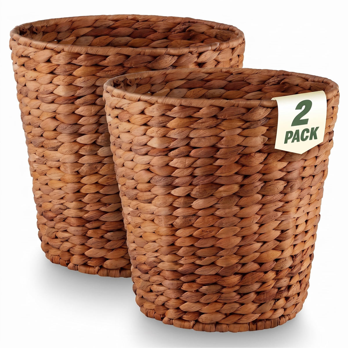 84ECO 2Pack 3Gallon Brown Wicker Trash Can for Bathroom