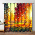 Jekeno Forest Blackout Curtains Jungle Autumn Tree Orange Leaves Sunlight Print Fall Nature Scenic Decor Home Bedroom Living Roo