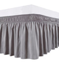 Biscaynebay Wrap Around Bed Skirts For King & Cal King Beds 11' Short Drop, Silver Grey Adjustable Elastic Dust Ruffles Easy Fi