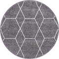 Unique Loom Trellis Frieze Collection Area Rug - Geometric (3 Round, Dark Gray/ Ivory)