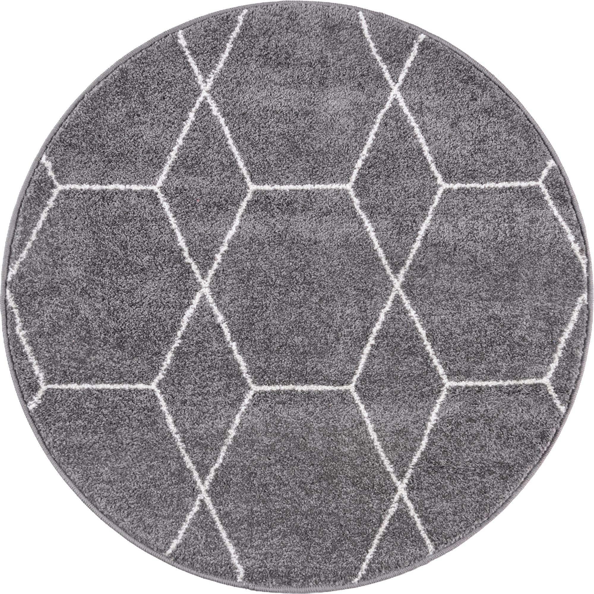 Unique Loom Trellis Frieze Collection Area Rug - Geometric (3 Round, Dark Gray/ Ivory)