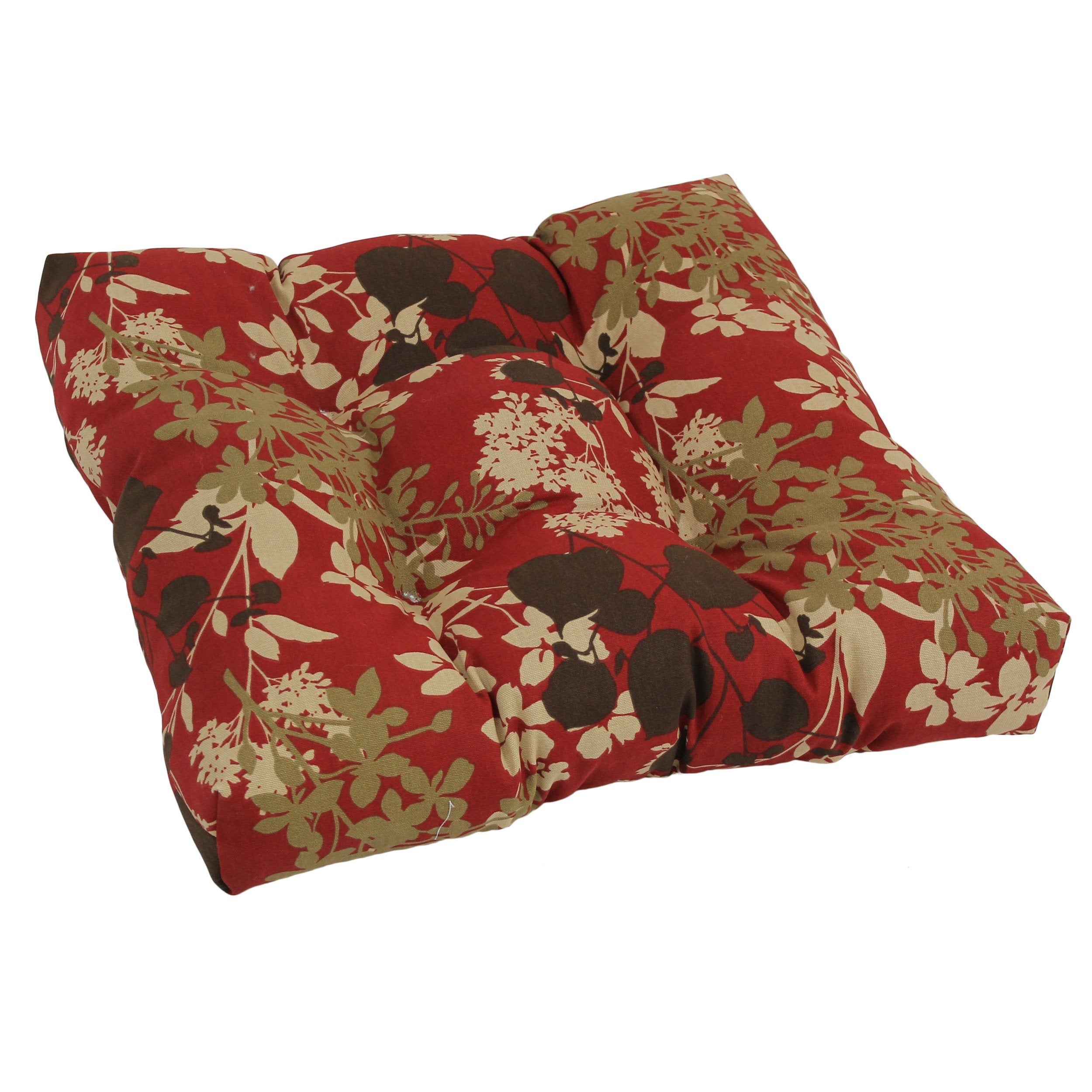 Blazing Needles Outdoor 19-inch Square Chair Cushion, 19 x 19, Montfleuri Sangria 2 Count