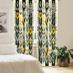 Ambesonne Nature Boho Curtains, Urban Jungle Theme Dreamy Leaves And Flowery Petals And Stripes, Window Treatments 2 Panel Set F