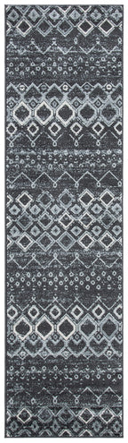 Safavieh Amsterdam Collection Runner Rug - 2'3'' X 8', Dark Grey & Light Grey, Moroccan Boho Design, Non-Shedding & Easy Care, I