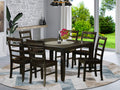 East West Furniture PARF7-CAP-W 7 Piece Room Set Consist of a Square Wooden Table with Butterfly Leaf and 6 Kitchen Dining Chairs, 54x54 Inch