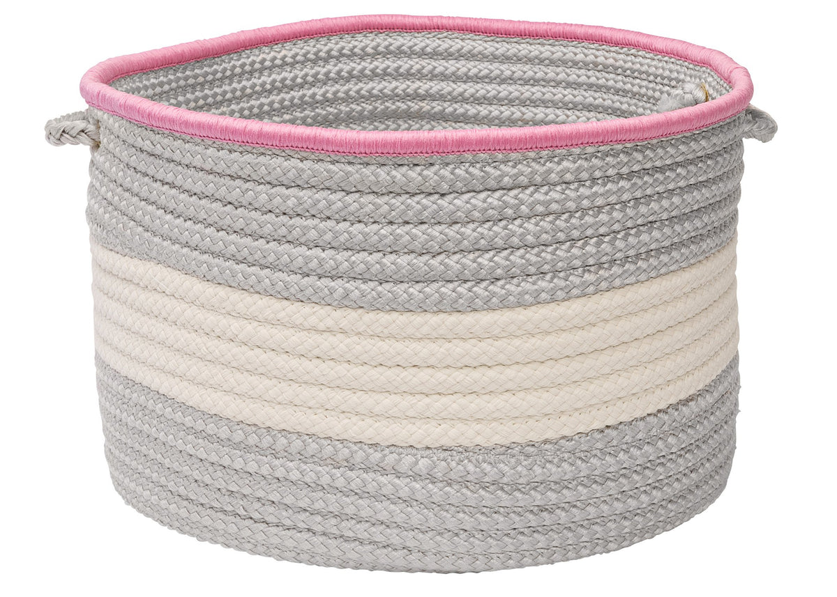 Color Block Round Basket Utility Basket, 14 By 10-Inch, Shadow Black/Pink