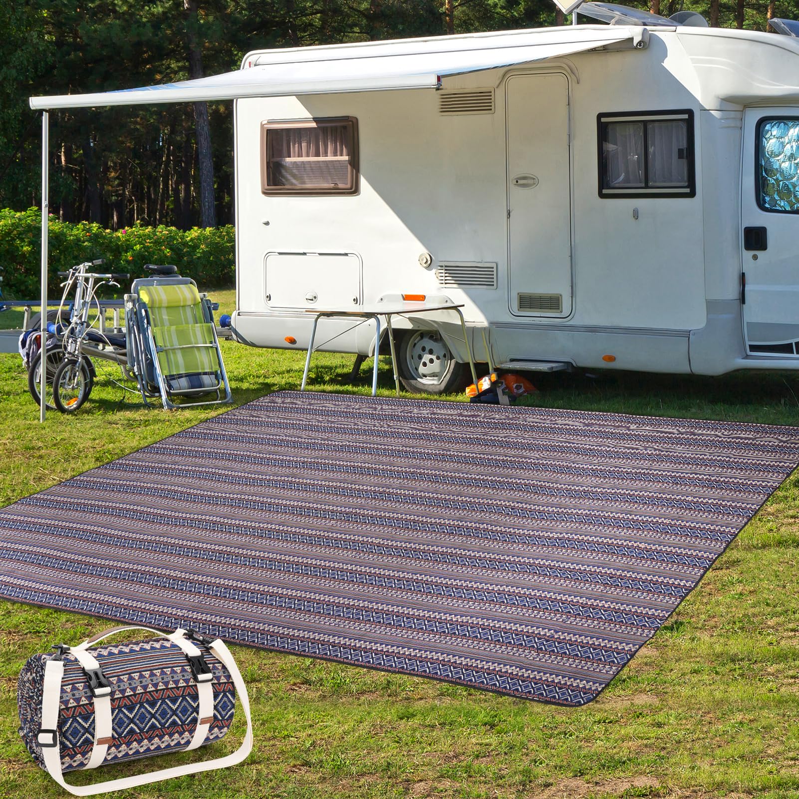 G Good Gain Picnic Blankets Outdoor - Waterproof Outdoor Rug With Shoulder Carry Strap | Machine Washable Picnic Mat With Sandpr