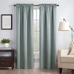 Eclipse Canova Thermal Insulated Single Panel Rod Pocket Darkening Curtains For Living Room, 42 In X 84 In, River Blue