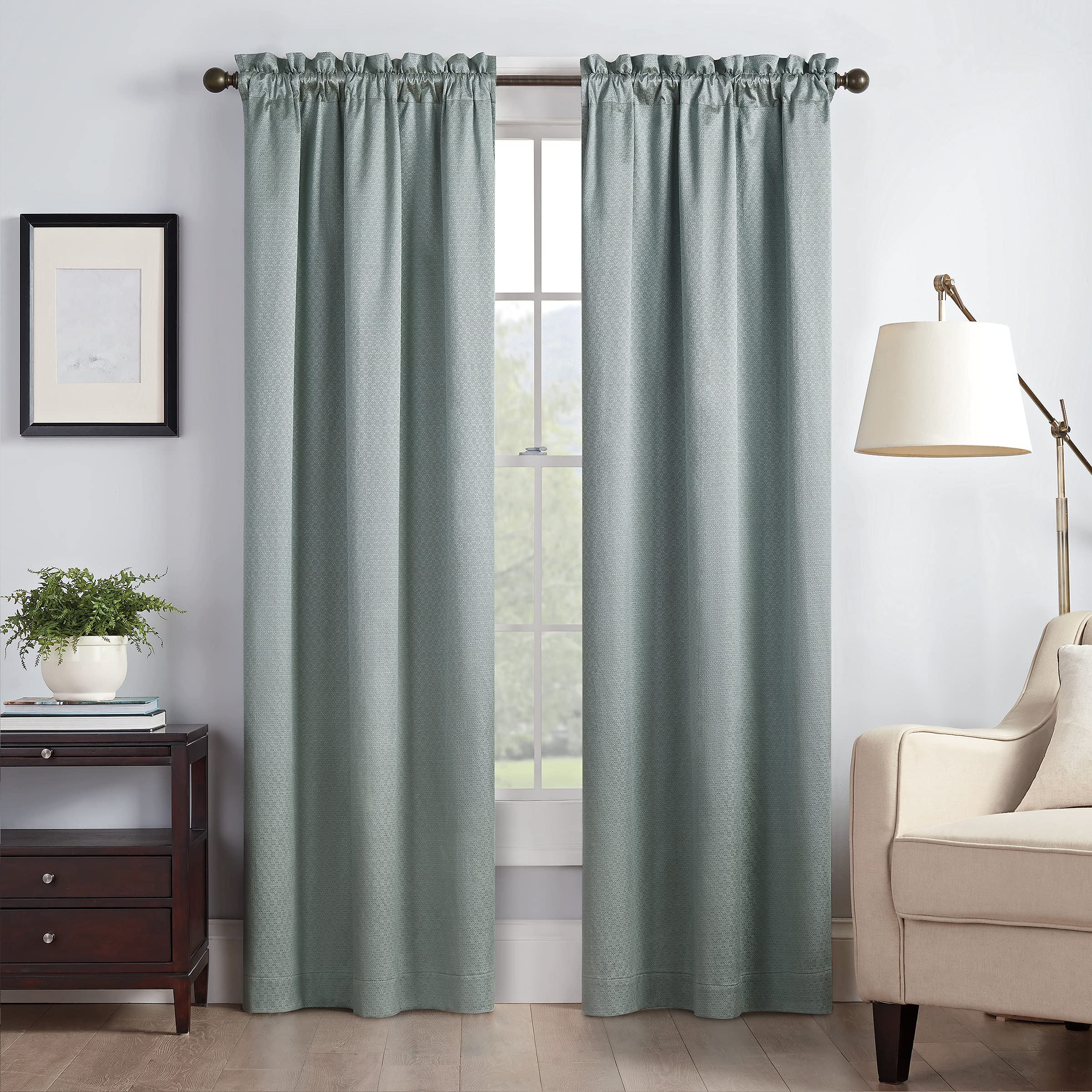 Eclipse Canova Thermal Insulated Single Panel Rod Pocket Darkening Curtains For Living Room, 42 In X 84 In, River Blue