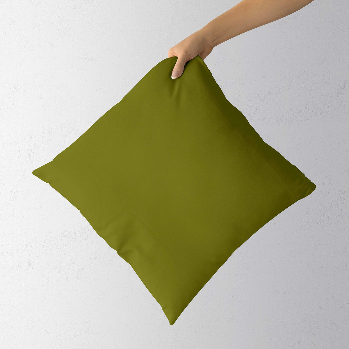 Saffron Cushion Cover For Sofa Couch Bed Deevan Chair Cotton Plain Removable Cover, Insert Not Included (Olive Green, 16X16 Inch