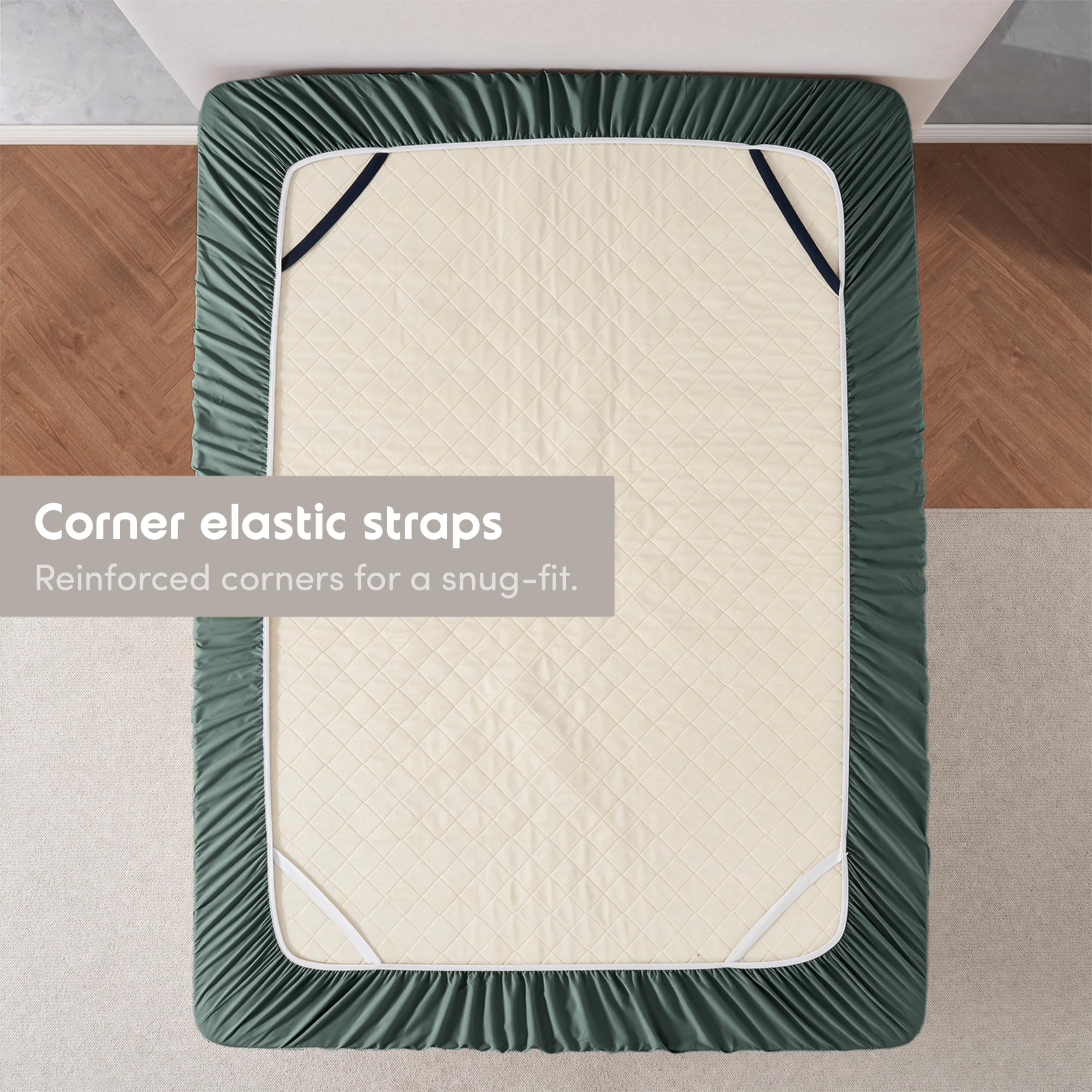 Nestl Forest Green California King Fitted Sheet - Extra Deep Pocket, 1800 Microfiber, Ultra Soft, Fits Up To 24 Inch Mattress