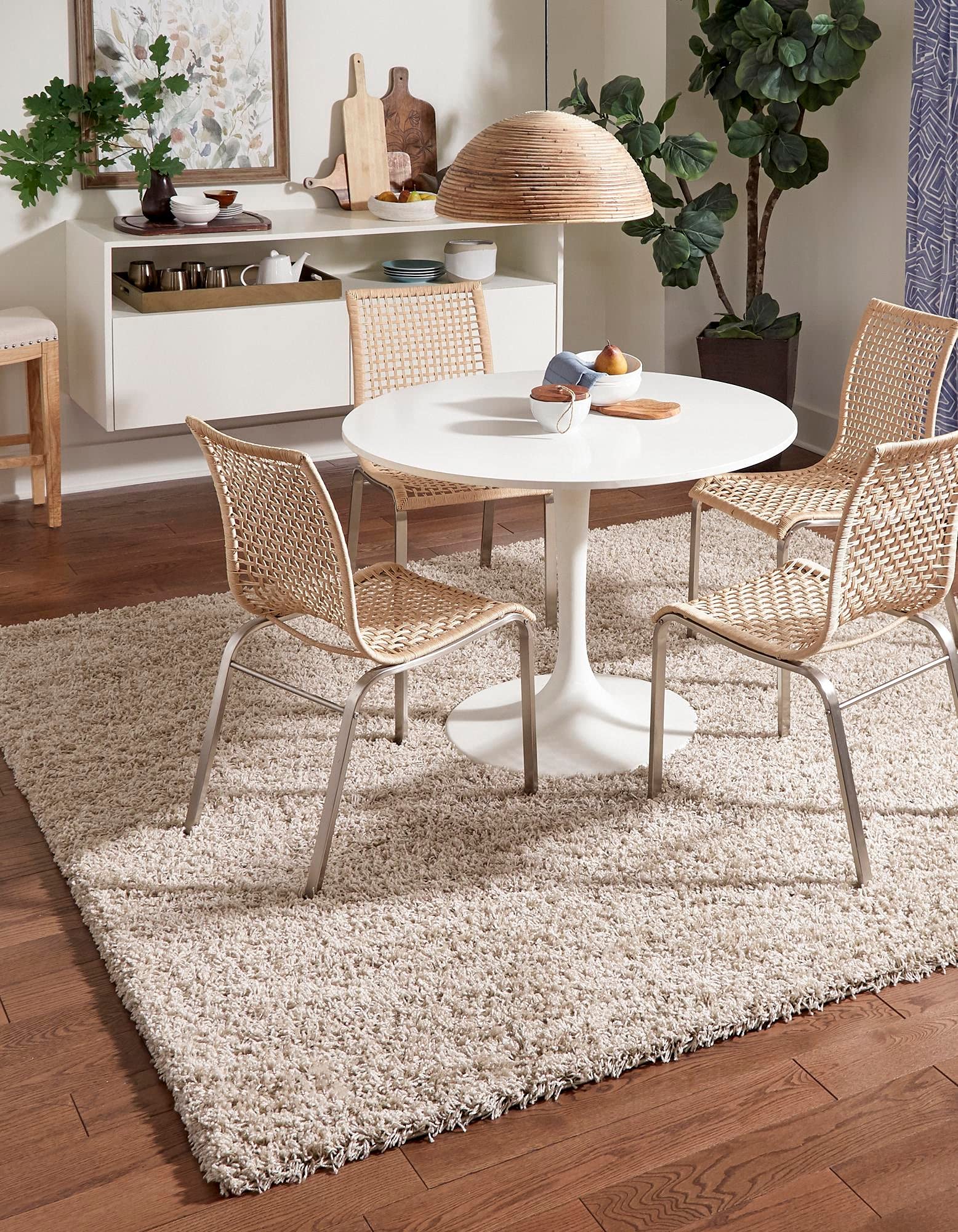 Rugs.com - ber Cozy Solid Shag Collection Rug - 5 Ft Square Taupe Shag Rug Perfect for Living Rooms, Kitchens, Entryways