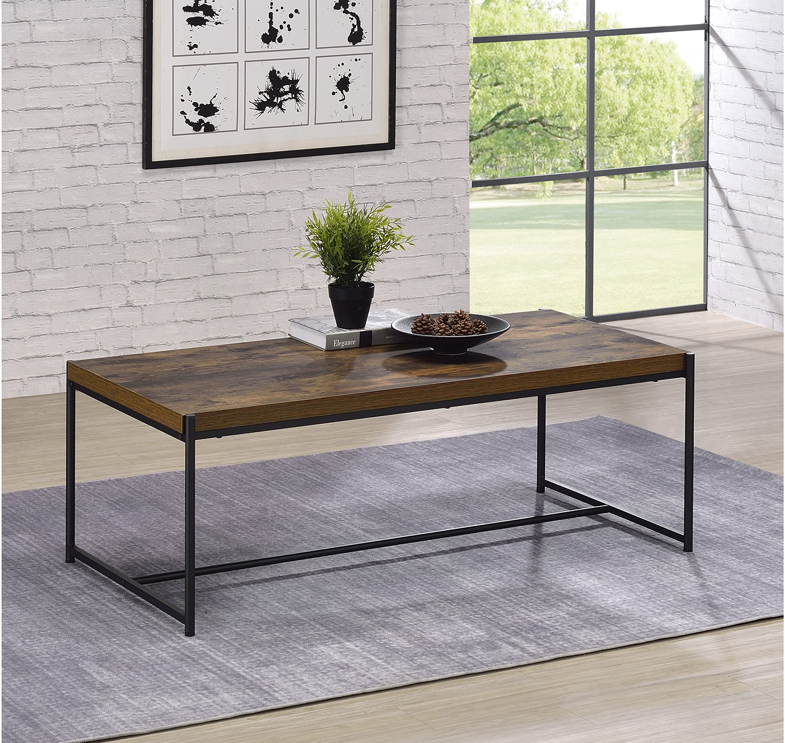 Lilola Home Lennox 3 Piece Brown Coffee and End Table Set