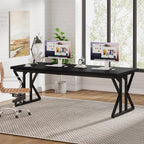 Tribesigns 78.7-Inch Executive Desk, Large Computer Office Desk Workstation, Modern Simple Style Laptop Desk Study Writing Table Business Furniture For Home Office (Black, 78.7 Inch)