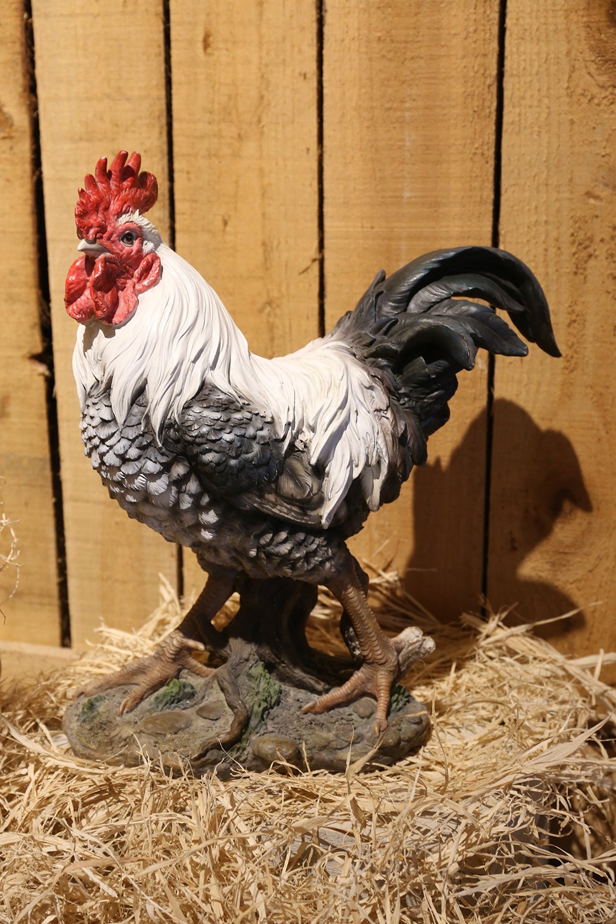 Hi- Line Gift 87961-Wt Black/White Rooster Statue