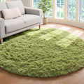 ONASAR Grass Green Round Area Rug 4ft, Soft Bedroom Circle Rugs Floor Mat for Kids Girls Teen Room, Cute Fluffy Plush Shaggy Car