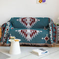 Vclife Boho Couch Cover Soft Cotton Linen Blue Red Gray Triangle Plaid Geometric Sofa Slipcover For Sectional Sofa, Multi-Sue No