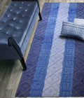 ORFA HOME Custom Size Hallway Runner Rug, Slip Resistant, 26 Inch Wide X Your Choice of Length, Meander Blue, 26 Inch X 22 feet