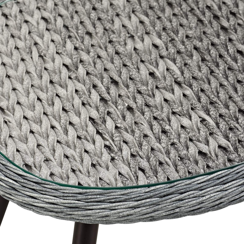 Modway Endeavor Wicker Rattan Aluminum Glass Outdoor Patio Side End Table in Gray