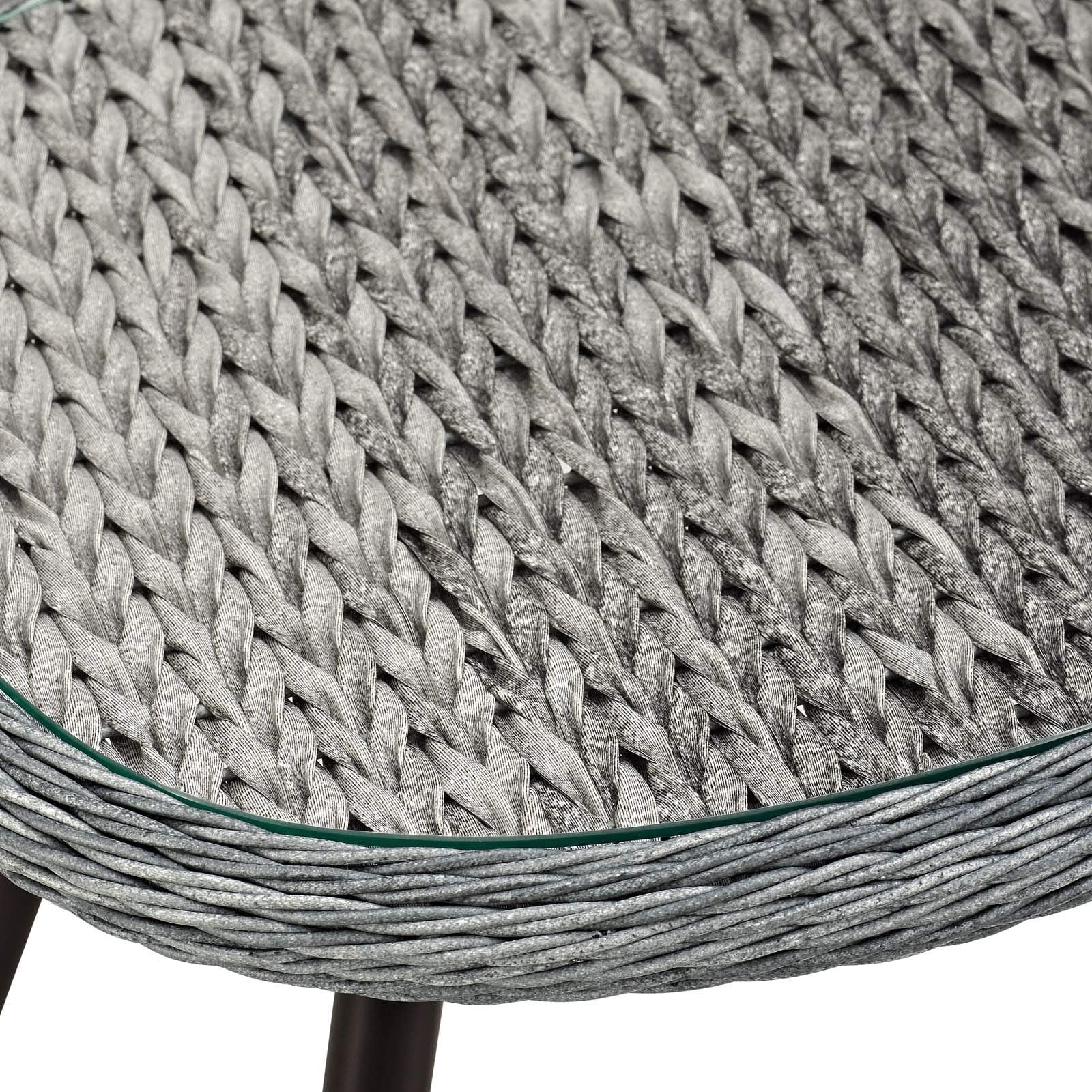 Modway Endeavor Wicker Rattan Aluminum Glass Outdoor Patio Side End Table in Gray