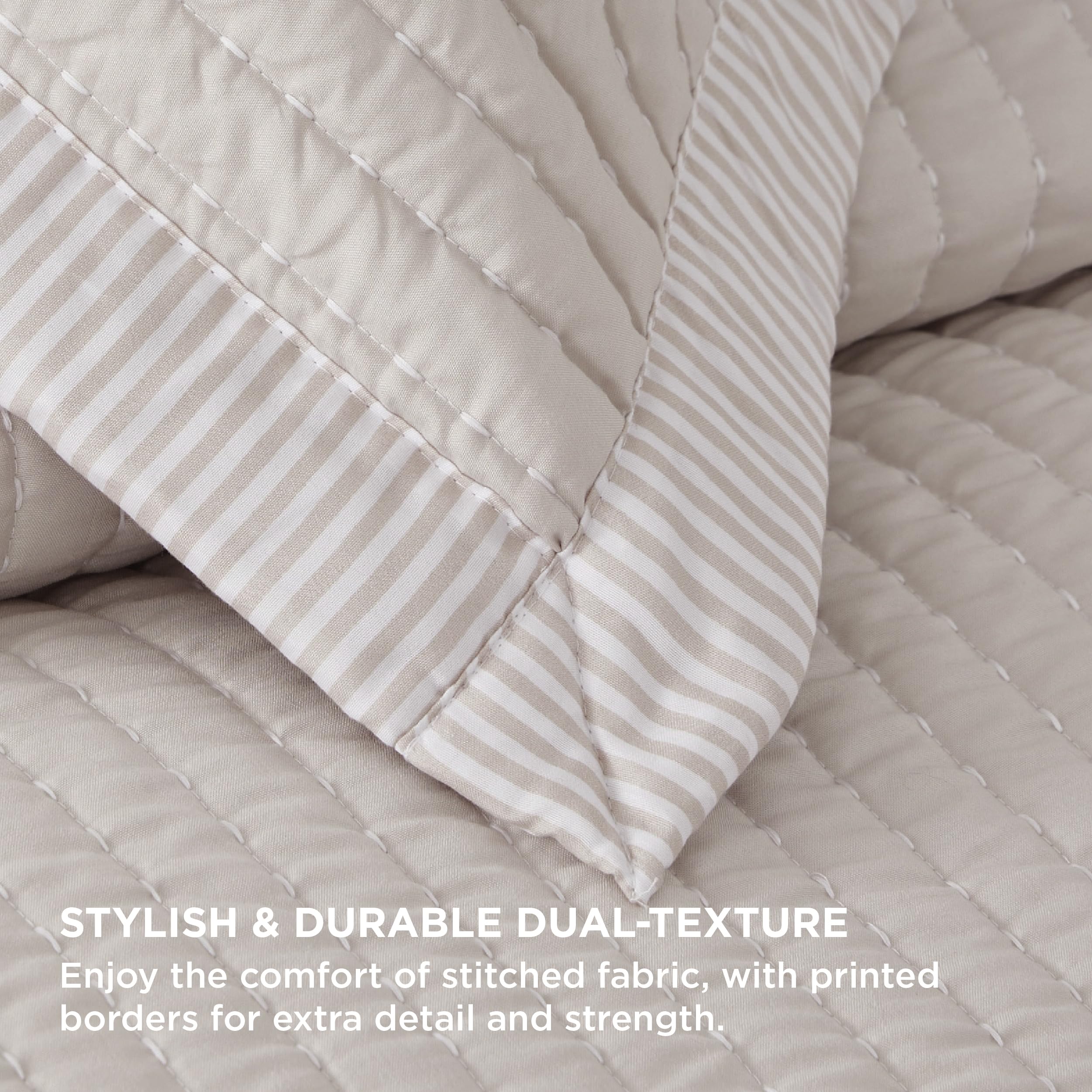 Bedsure Quilts Twin Size - Twin Quilt Bedding Set Bedspread Coverlet Comforter, Lightweight Corduroy Pattern Bedspread, 2-Piece Set With 68'X86' Coverlet & 1 Pillow Sham, All-Season Soft Microfiber