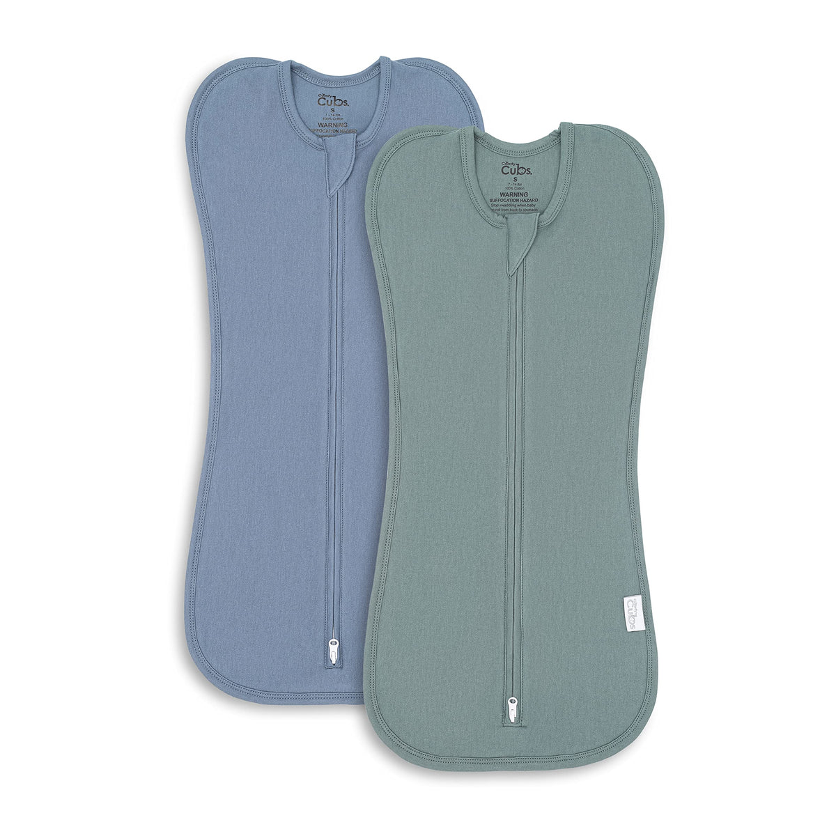 Comfy Cubs Swaddle Blanket Baby Girl Boy Easy Zipper Wrap 2 Pack Newborn Infant Sleep Sack (Large 3-6 Months, Nomadic Blue, Azul