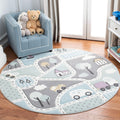 Safavieh Carousel Kids Collection 53 Round Grey/Light Blue CRK193F Neighborhood Nursery Playroom Area Rug