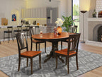 East West Furniture Avon 5 Piece Set Includes an Oval Dining Room Table with Butterfly Leaf and 4 Kitchen Chairs, 42x60 Inch, Black & Cherry