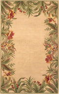 HomeRoots 8' x 11' Wool Ivory Tropical Greenery Area Rug