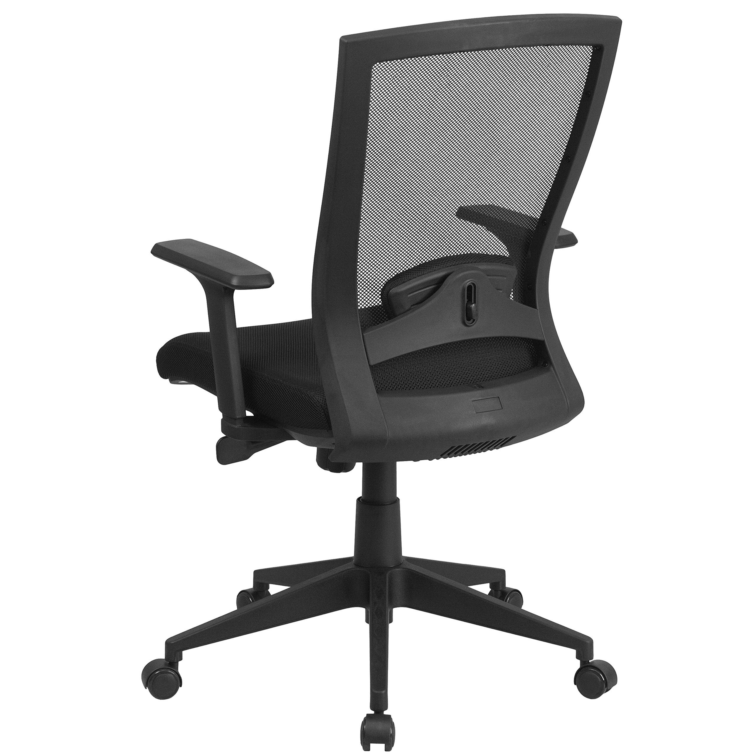 Flash Furniture Cleo Mid-Back Black Mesh Executive Swivel Ergonomic Office Chair with Back Angle Adjustment and Adjustable Arms