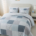 Slpr Coastal Dream Cotton Pieced Quilt Set - Queen Size With 2 Shams, Soft Purple & Blue Patchwork Quilted Bedspread, Farmhouse