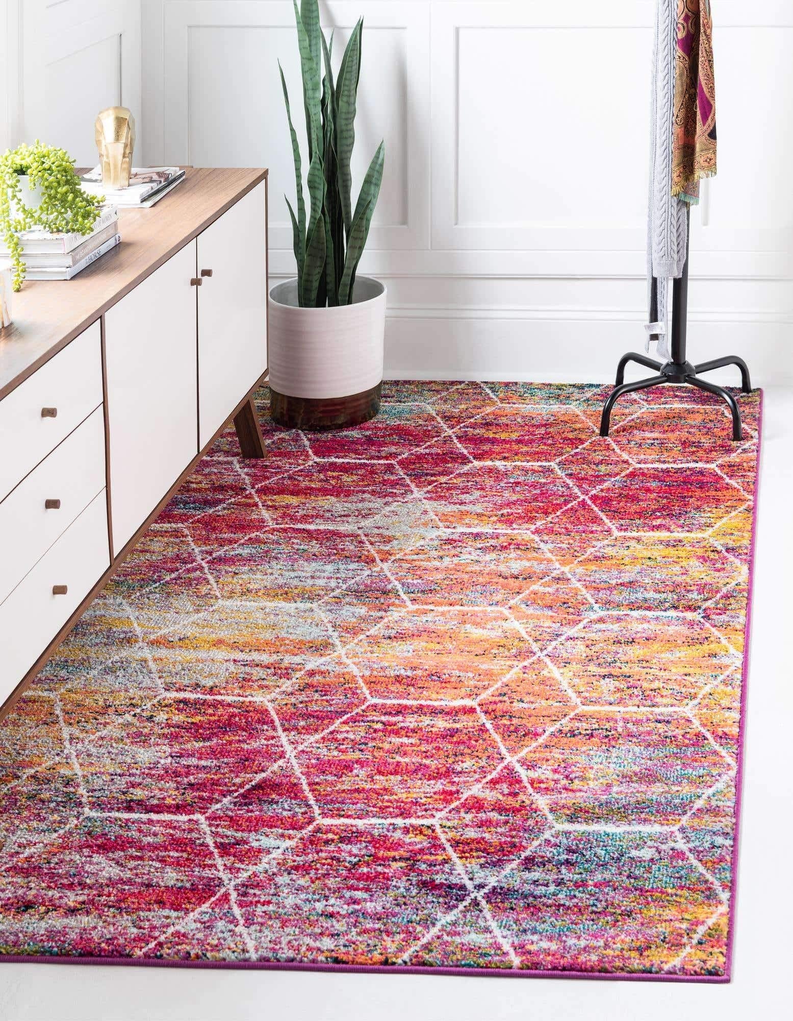 Unique Loom Trellis Frieze Collection Area Rug - Geometric (8 x 10, Multi/ Ivory)