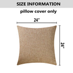 Home Brilliant Textured Burlap Linen European Pillowcase Pillow Sham Large Cushion Cover For Sofa, 24X24(60Cm), Natural Linen