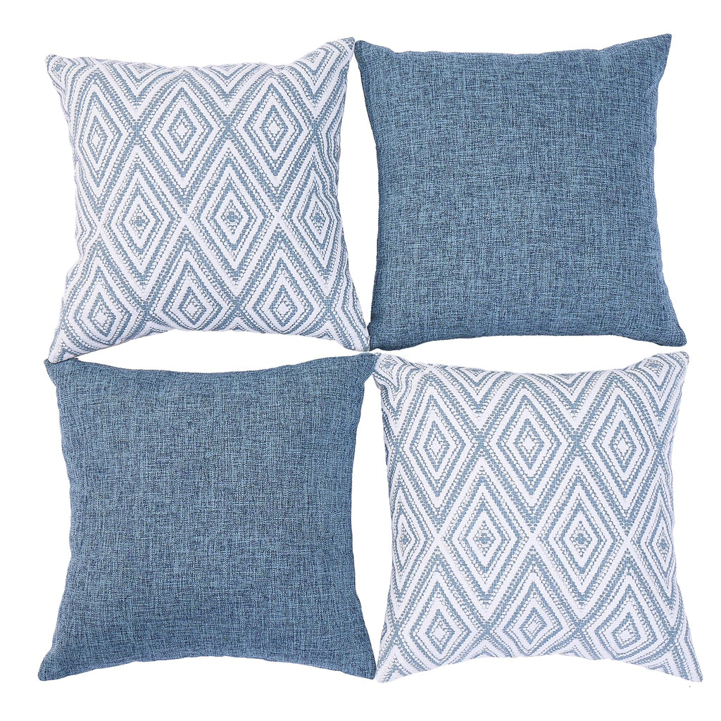 Hpuk Decorative Throw Pillow Covers Set Of 4 Couch Pillows Accent Cushion Cover For Couch Sofa Living Room, 20'X20' Inches, Blue
