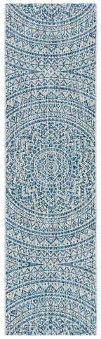 Safavieh Courtyard Collection 2'3' X 12' Light Grey/Blue Cy8734 Indoor/ Outdoor Waterproof Easy Cleaning Patio Backyard Mudroom Runner Rug