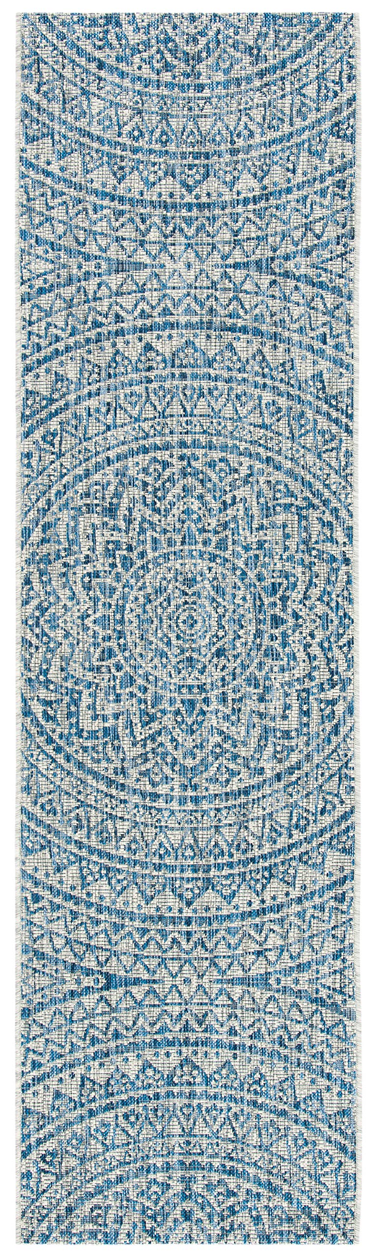 Safavieh Courtyard Collection 2'3' X 10' Light Grey/Blue Cy8734 Indoor/ Outdoor Waterproof Easy Cleaning Patio Backyard Mudroom Runner Rug
