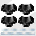 Eapele Pergola Kit Corner Brackets For 4X4(3.5Inchx3.5Inch) Wood Posts, Powder Coated Steel Made, 3-Way 90Angle For Hunting Blin