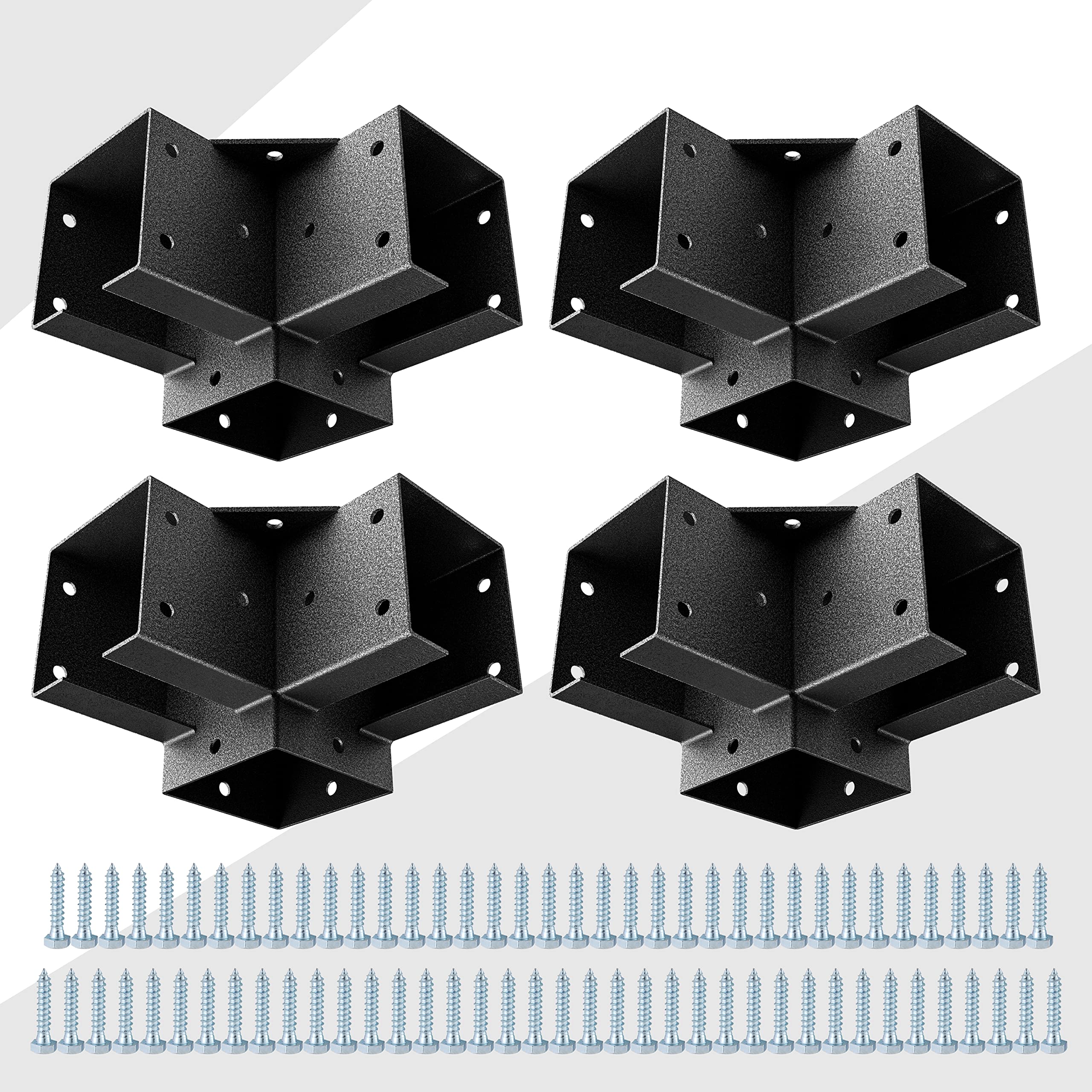 Eapele Pergola Kit Corner Brackets For 4X4(3.5Inchx3.5Inch) Wood Posts, Powder Coated Steel Made, 3-Way 90Angle For Hunting Blin