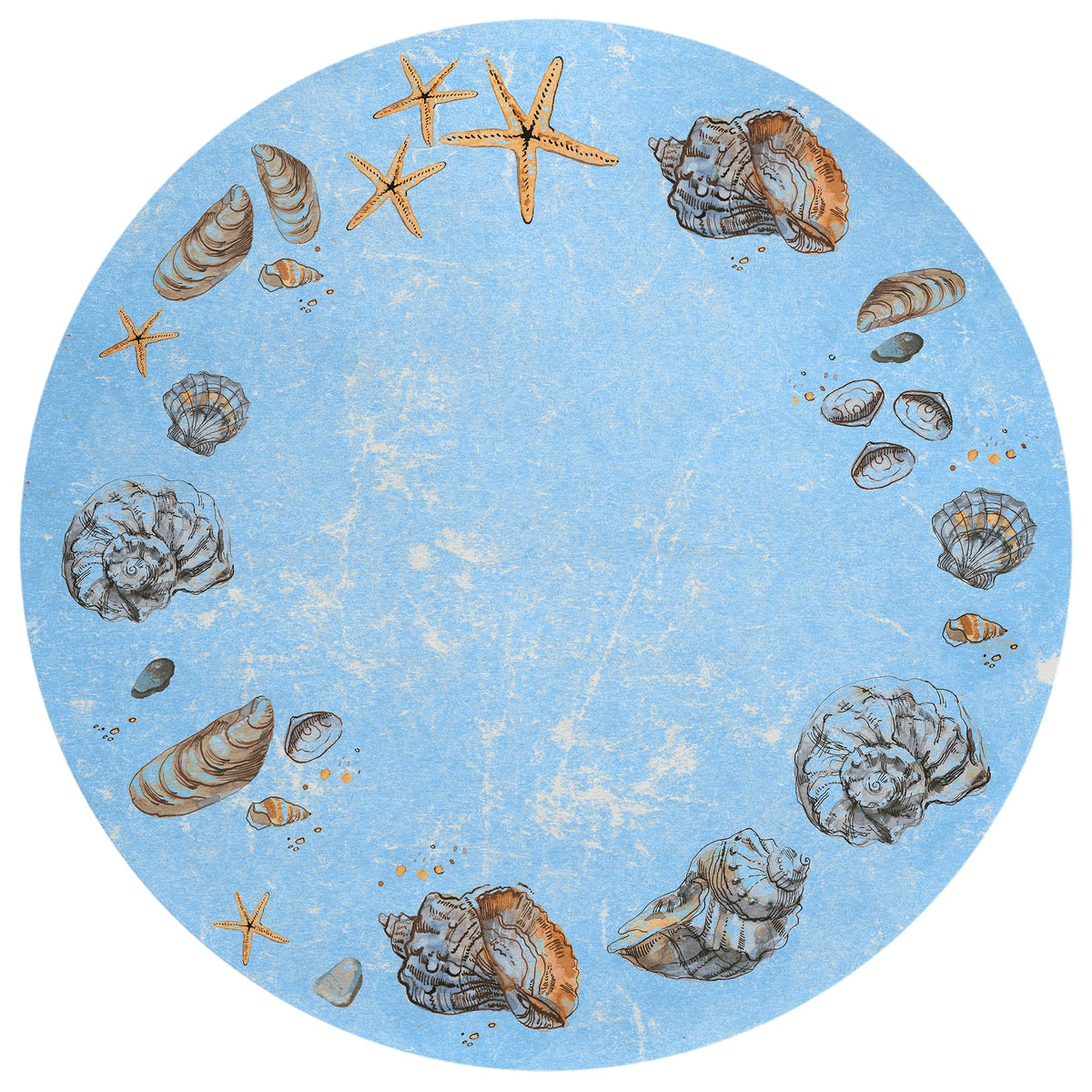 Addison Rugs Surfside Asr39 Blue 8' X 8' Indoor Outdoor Round Rug, Easy Clean, Machine Washable, Non Shedding, Bedroom, Living Room, Dining Room, Kitchen, Patio Rug