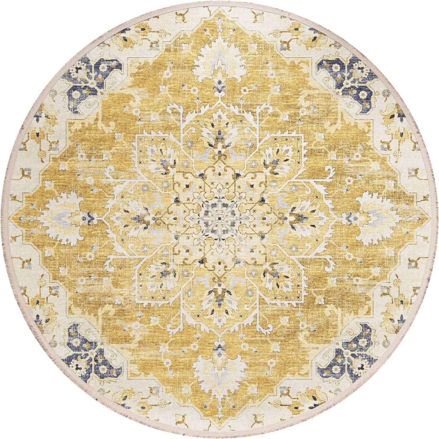 Marbella Mb3Go8Ro 8 Ft. Marbella Mb3 Round Rug, Gold