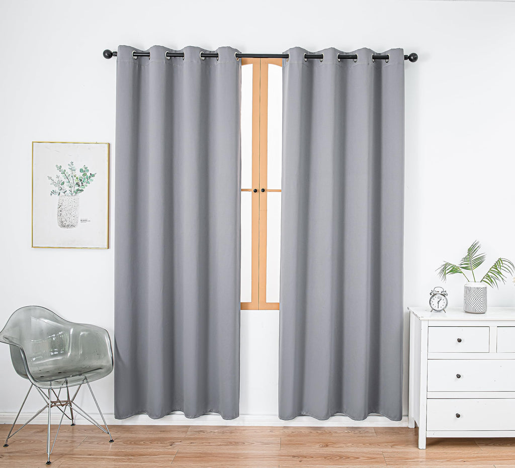 Pi Blackout Curtain Panel,Ring Top Privacy Sound Proof Room Darkening Doorway Curtains Vertical Window Treatment For Living Room/Bedroom/Sliding Door/Patio 1 Panel (Light Grey,W52Xl90)