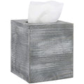 MyGift Graywashed Wood Decorative Tissue Box Holder Cover, Bathroom Facial Tissue Box Cover with Easy Refill Slide-Out Bottom Pa