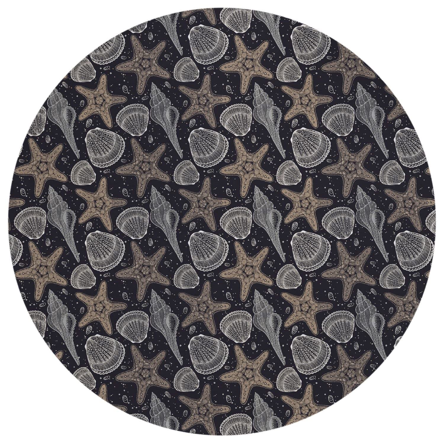 Seabreeze Sz4 Black Coastal Rug Round 8' X 8'