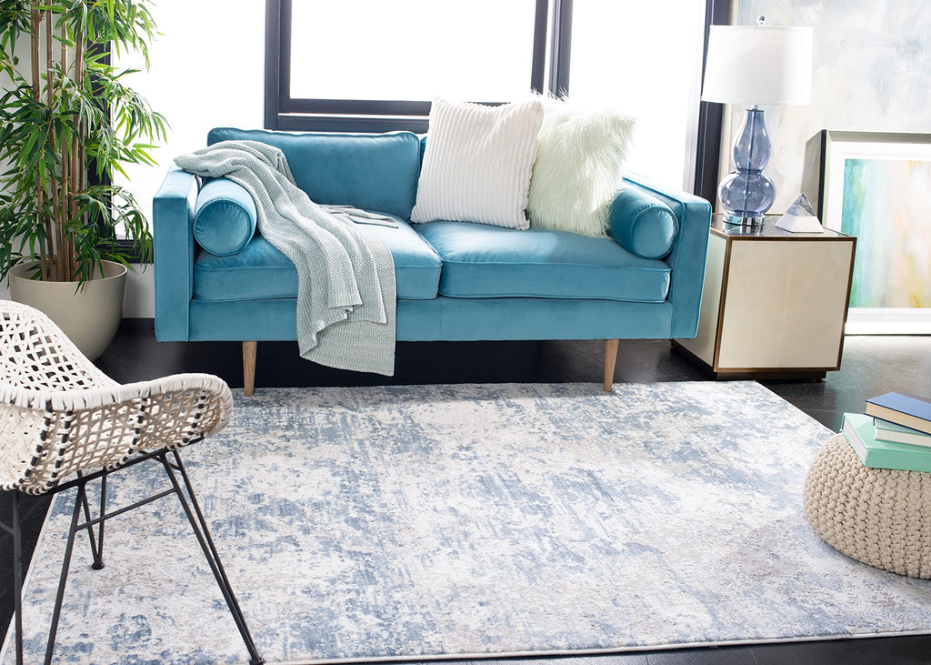 Safavieh Amelia Collection X-Large Area Rug - 11' X 15', Grey & Blue, Modern Abstract Design, Non-Shedding & Easy Care, Ideal Fo
