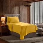 Nestl Extra Twin Deep Pocket Sheets Set - 4 Pc Soft Microfiber Twin Sheets Deep Pocket - Fade Resistant Bedding Sheets & Pillowcases - Twin, Yellow