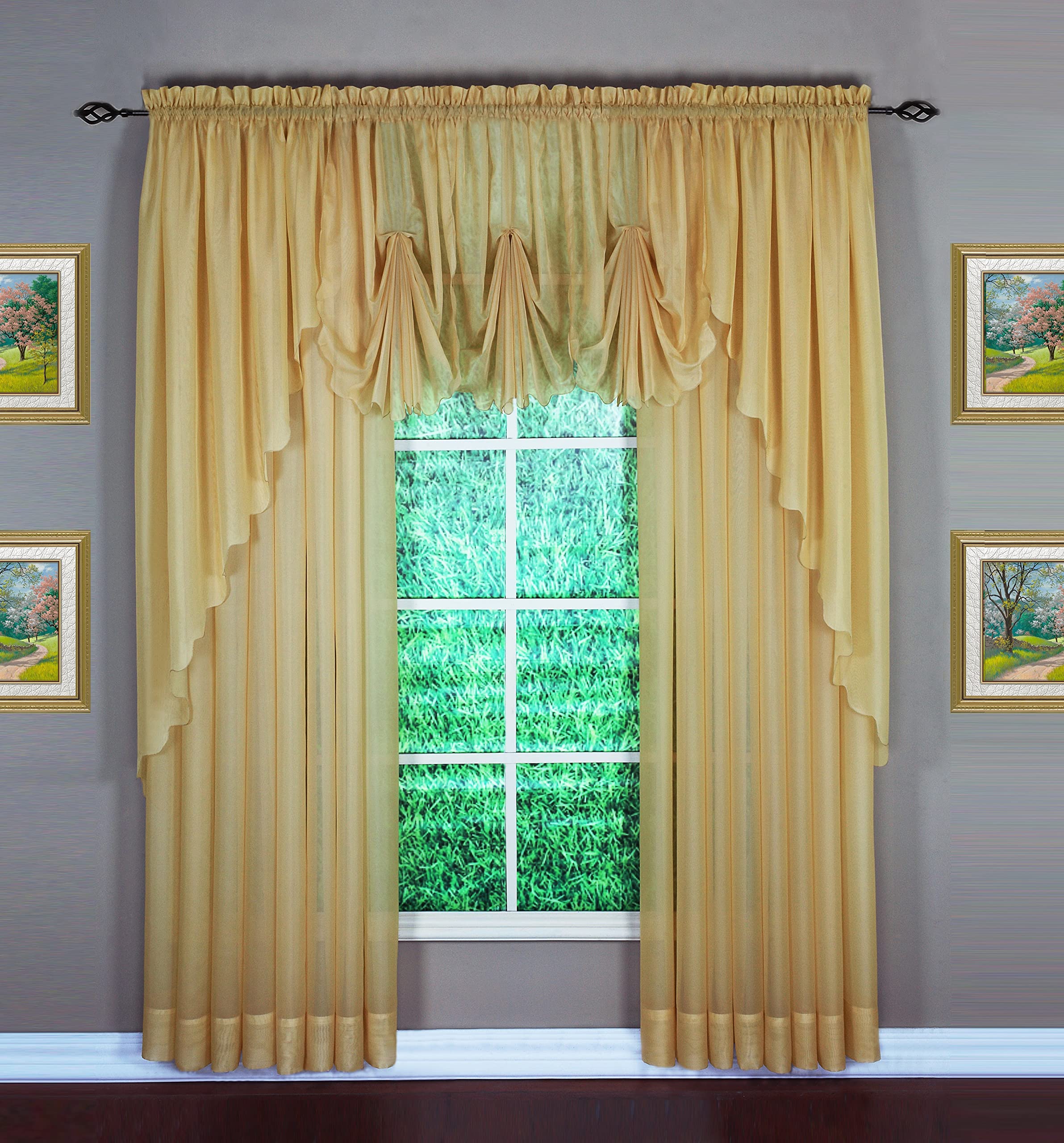 Today'S Curtain Emelia Original Voile Panel 108', Gold, 60' W X 108' L