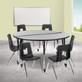 Flash Furniture Mobile 60 Circle Wave Collaborative Laminate Activity Table Set with 18 Student Stack Chairs, Grey/Black