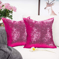 Shinybeauty Sequin Pillow Case Hot Pink 20X20 Inch Pack Of 2 Sequin Pillow Covers Set Zipper Couch Cushion Covers Fuchsia Rustic