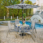 Lvtxiii Outdoor Tablecloth With Umbrella Hole And Zipper, 60 Inch Water-Repellent Patio Table Cloth, Round Table Covers For Backyard Garden, Clemens Noir Blue