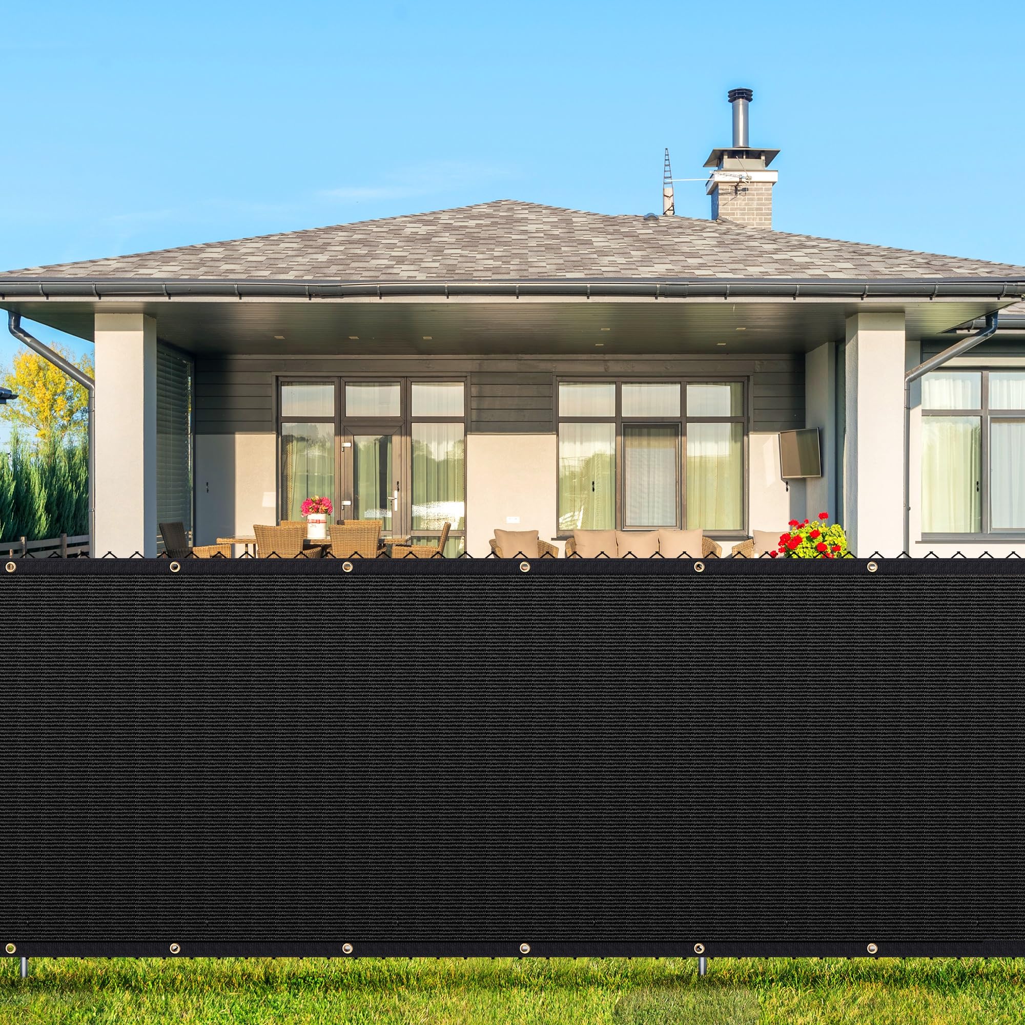 4' X 50' Heavy Duty Privacy Screen Fence, 90% Blockage Green Mesh Shade Net Cover With Brass Grommets For Garden, Yard, Wall, Ba